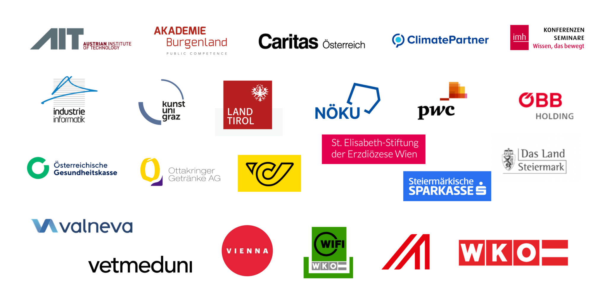 Eine Sammlung von Logos verschiedener Organisationen, darunter Industrie, Bildungseinrichtungen, Gesundheitswesen und Finanzdienstleistungen. Dieses Bild dient als Referenzsammlung und zeigt verschiedene Formen, Farben und Design-Stile, um jedes einzelne Unternehmen darzustellen.